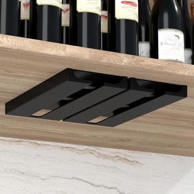 PRiME Space Saving Wall Mounted Wine Glass Holder No Drill Stemware Rack black