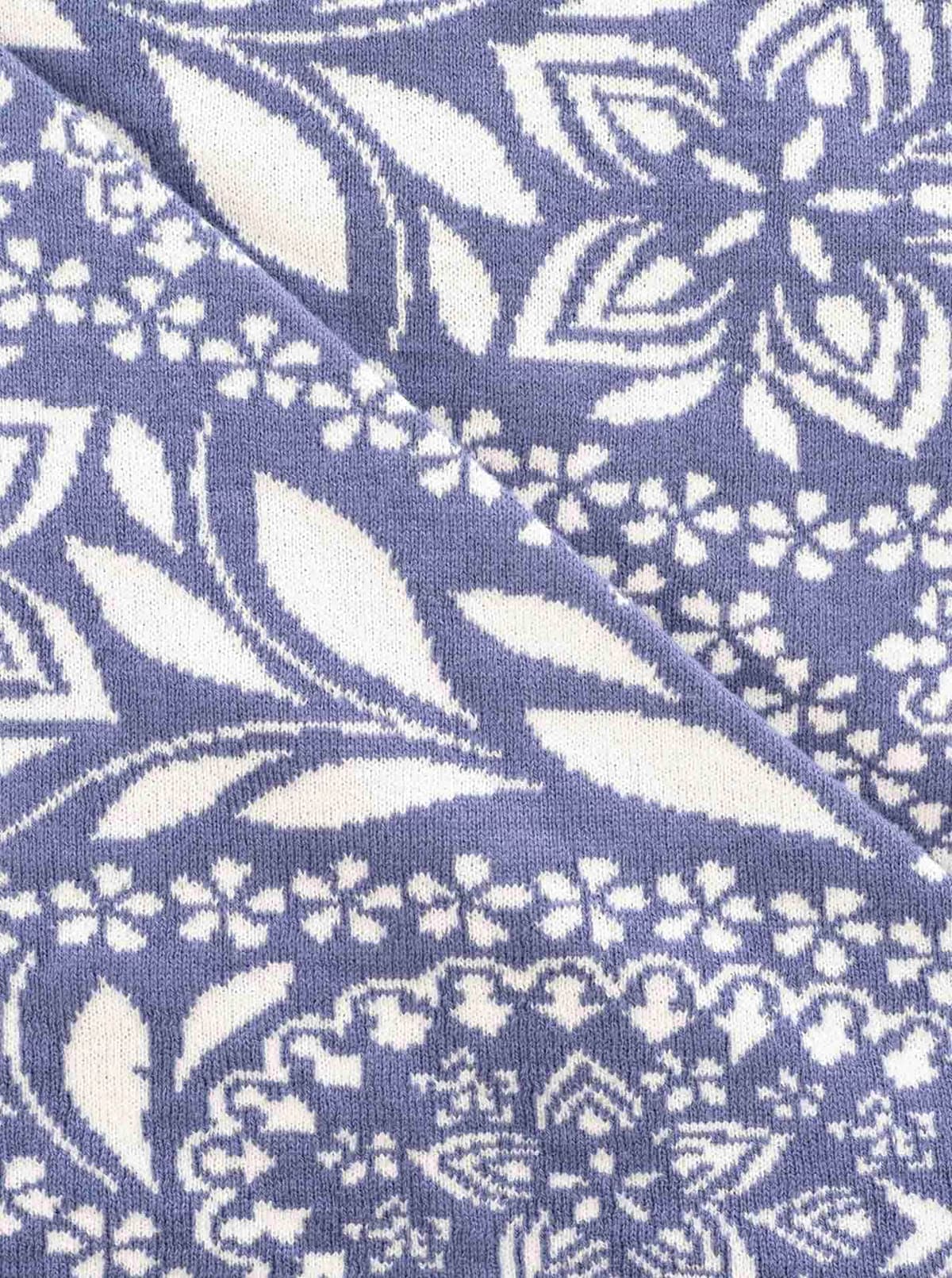 Dreieckstuch ZWILLINGSHERZ "Paisley Blätter", Damen, blau, Baumwollmischung, Modetücher Dreieckstuch, blumiges Muster, tolles Accessoire, vielseitig tragbar blau Einheitsgröße