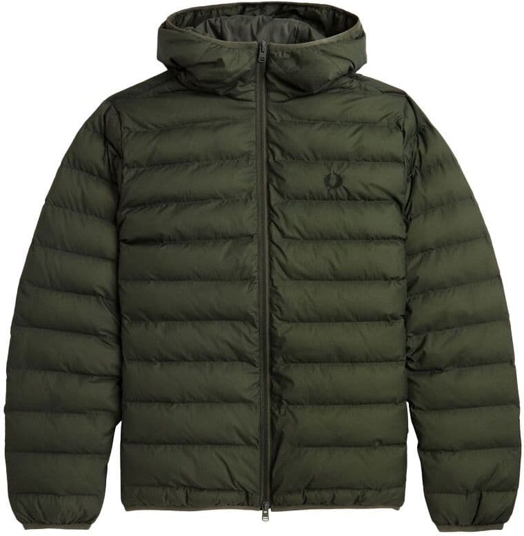 Fred Perry Piumino Logo Con Cappuccio Verde Uomo M