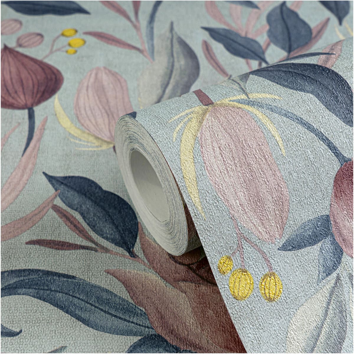 A.S. Création Vliestapete Cosmo Living 10,05 x 0,53 m Blüten Blau Rosa mit Struktur (790621)