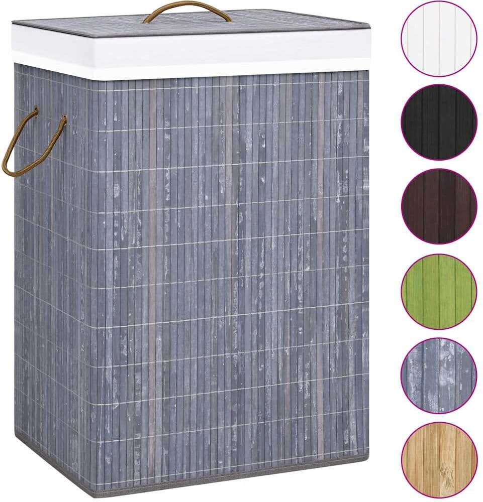 vidaXL Panier à linge avec 2 sections bambou gris 72 L