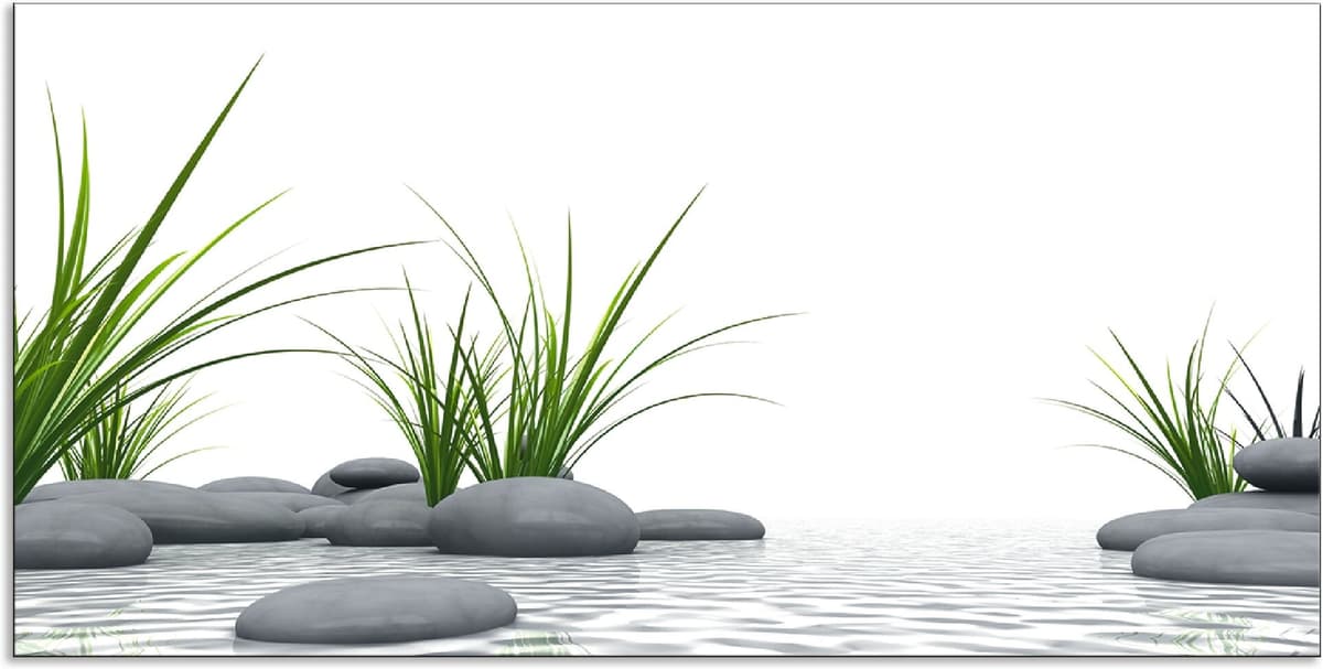 Küchenrückwand ARTLAND "3 D Steine", weiss (weiß), B:100cm H:50cm, Aluminium, Spritzschutzwände, Küchenrückwand, Alu Spritzschutz mit Klebeband, einfache Montage weiß B/H: 100cm x 50cm