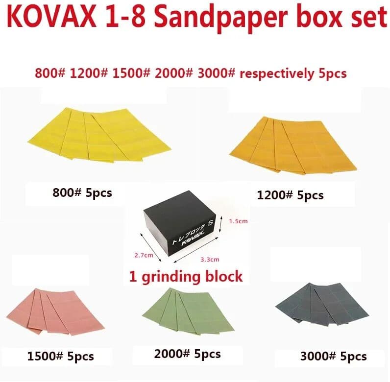 Japan KOVAX Tolect 25 piece polishing sandpaper set, 1 open, 8 adhesive point polishing sand, with sanding blocks provided