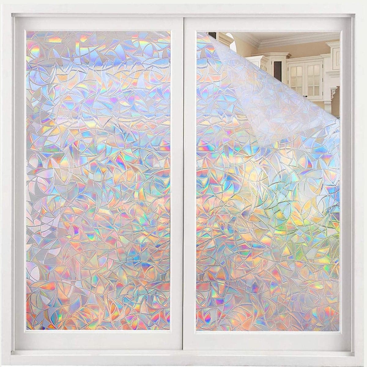 Decoratieve Privacy Raamfolie 3D Reflecterend, Breedte: 44,5 cm, Lengte: 300 cm | Niet-klevende Statische Kleeffolie voor Raambekleding