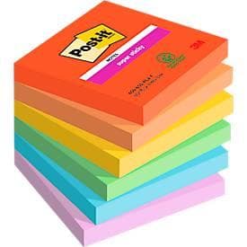 POST-IT Haftnotizen Super sticky, 76 mm x 76 mm, 90 Blatt, 6er Pack, Bora Bora Collection