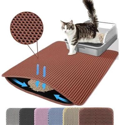 Uplift Picks Large Cat Litter Mat Double Layer Honeycomb Waterproof Scatter Control Floor Mat brown 30x30 Cm