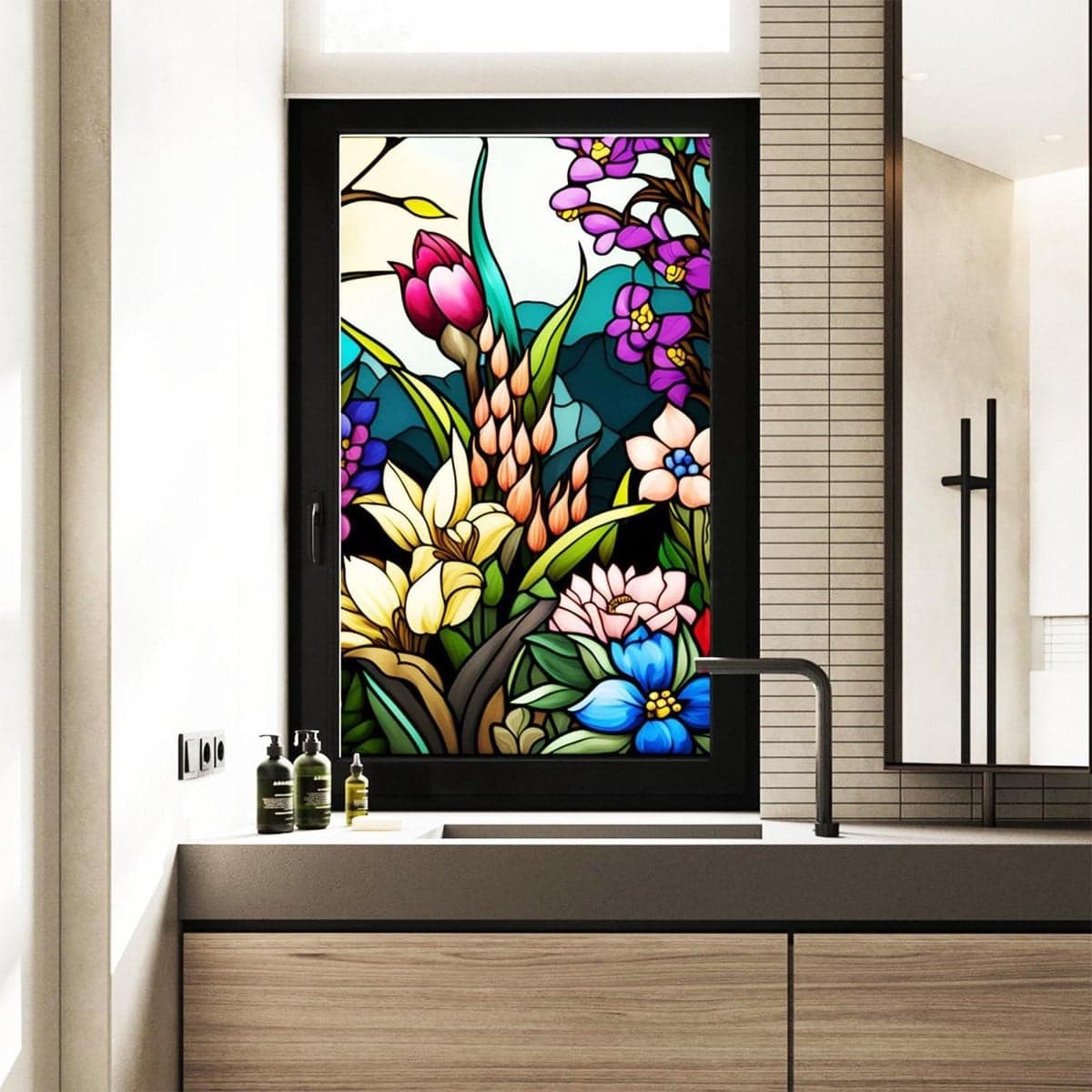 Gekleurde raamfolie voor privacy en glasdecoratie met statische hechting - 45 x 100 cm