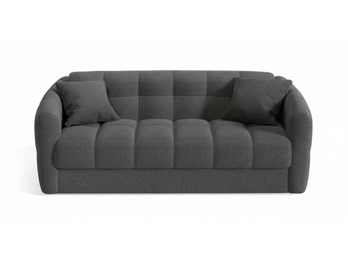 TRAPEZE Canapé convertible 2 places - Tissu Bouclette, Gris souris