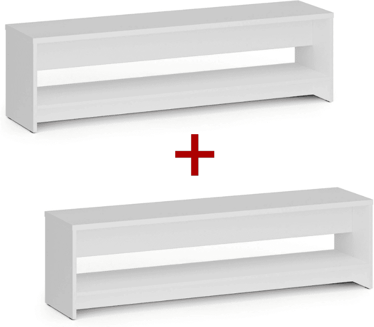 B2B Partner Ławka szatniowa z półka na obuwie 1+1 GRATIS, wzmocniona, 1500 mm, biały