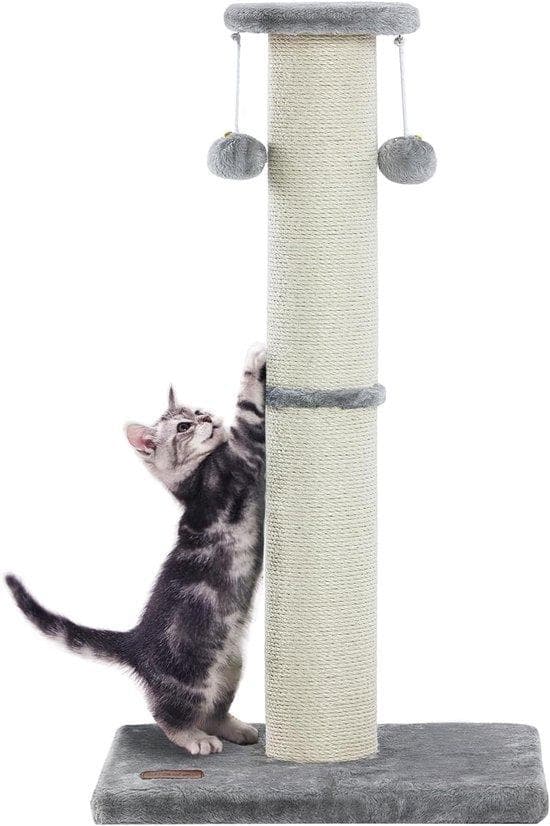 Famanu Kratzbaum für Erwachsene Katzen mit Sisal und Spielball - 93 cm hoch