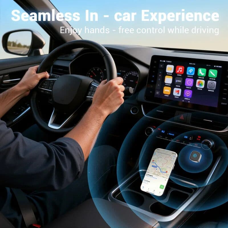 Lenovo Wireless CarPlay Adapter for iPhone Android 2026 2in1 Wired to Wireless CarPlay Box, Plug & Play Bluetooth Auto Connect