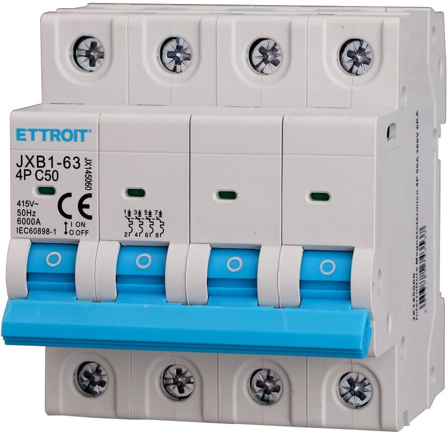 Ettroit Interruttore Magnetotermico 4p 50 A 6 Ka  Jx145060
