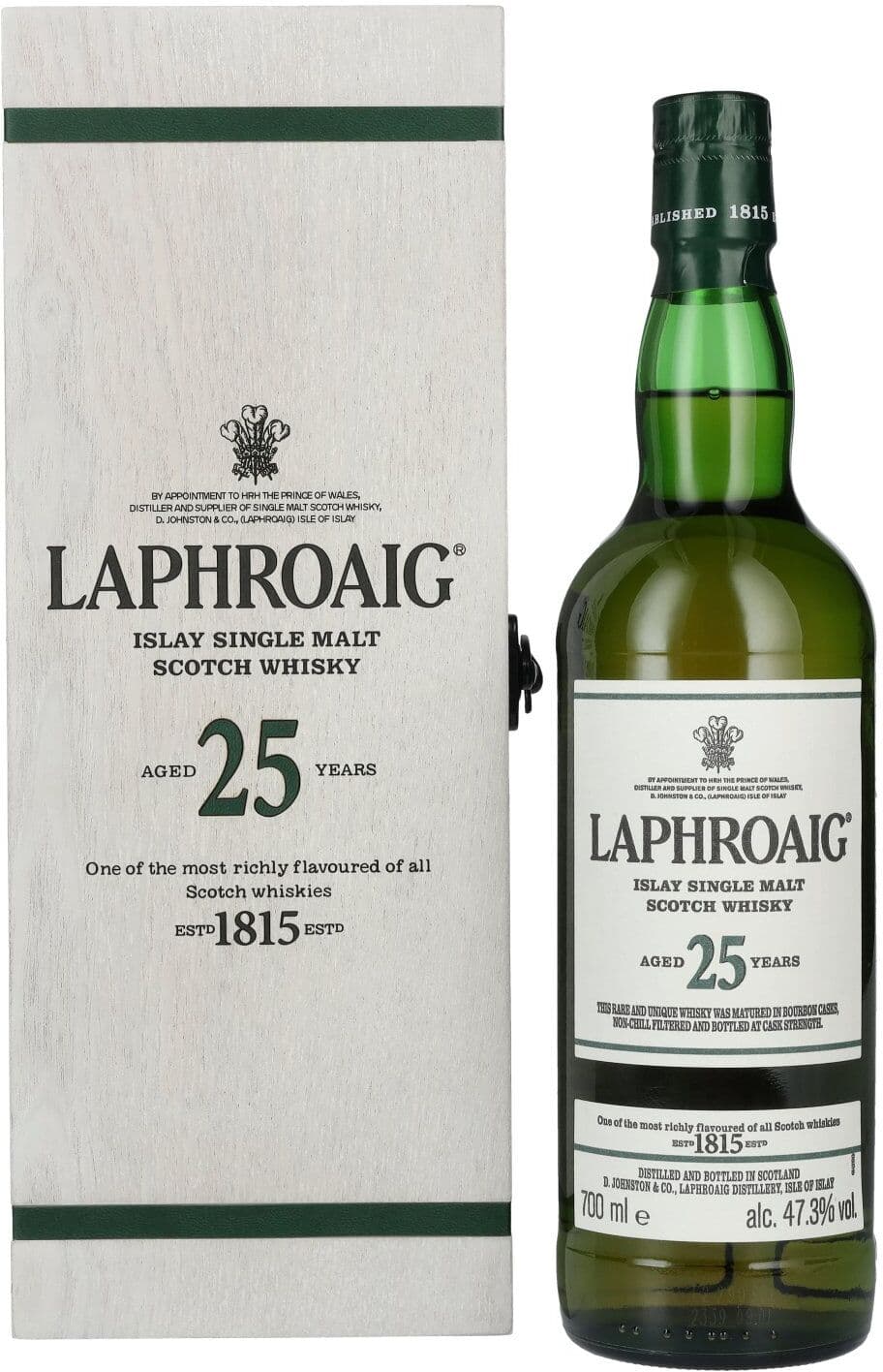 Laphroaig 25 Years Old Islay Single Malt Scotch Whisky 2023 47,3% Vol. 0,7l in Holzkiste