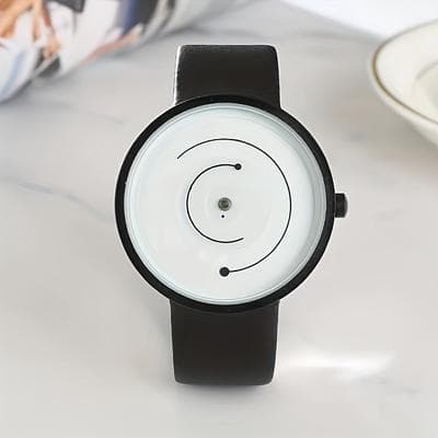 ModernMart Classic Edge Men Analog Quartz Watch With Leather Strap And Sport Casual Design black White