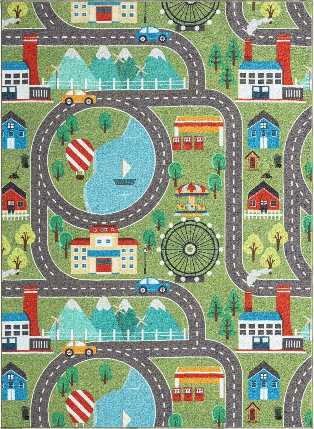 The carpet Alfombra infantil moderna de fútbol, verde, 140 x 200 cm