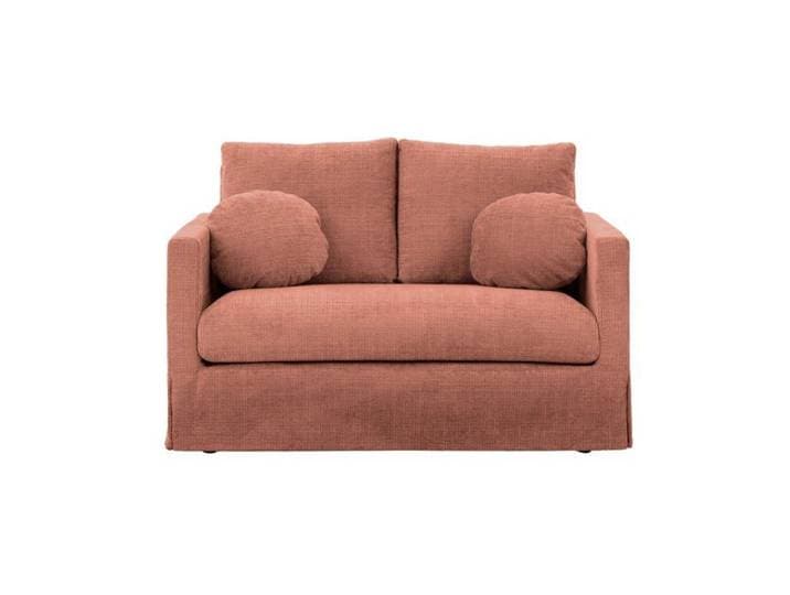 LEONIE - Canapé droit tissu chenille déhoussable 2 places Terracotta