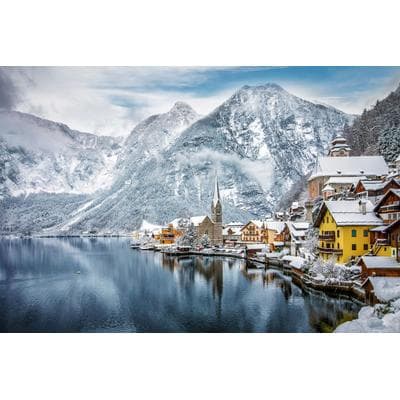 Fototapete PAPERMOON "See an Schneebergen", bunt, B:2m L:1,49m, Vlies, Tapeten