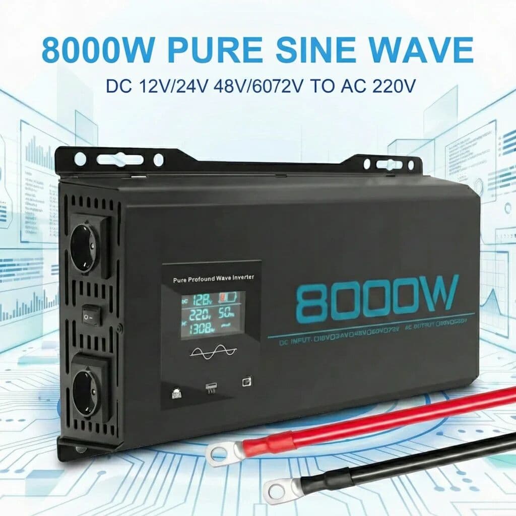 ZELMT 8000W/6000W Dual voltage Pure Sine Wave Inverter DC 12V/24V/48V/60V/72V To AC 220V Car Power Solar Converter For Home,RV,Truck