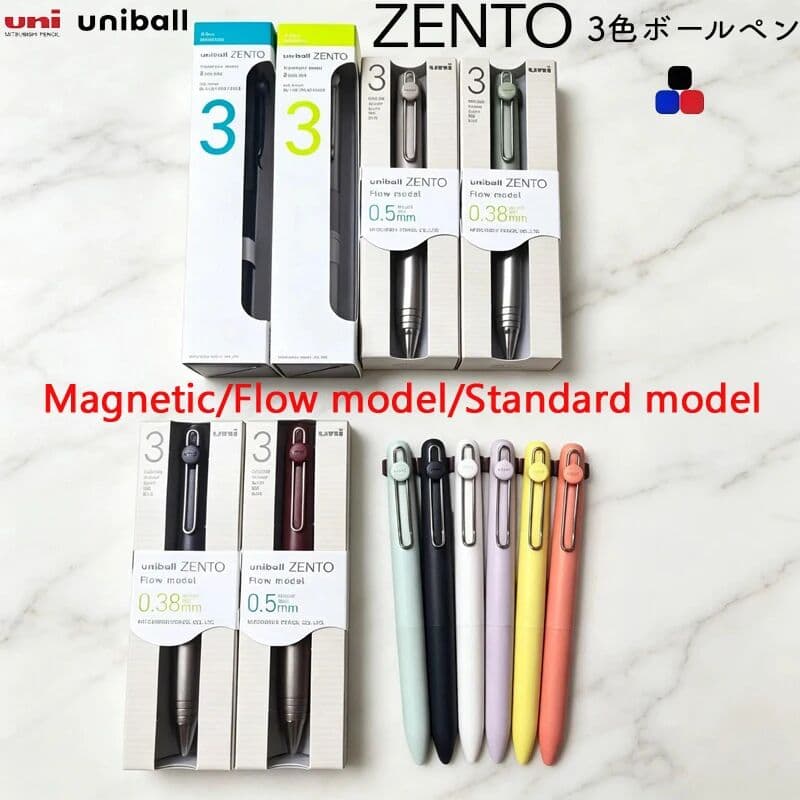 uni ZENTO Standard Advanced Model Multifunction Pen,0.38/0.5mm Black/Red/Blue Pigment ink Magnetic Pen ForSignature&Professional