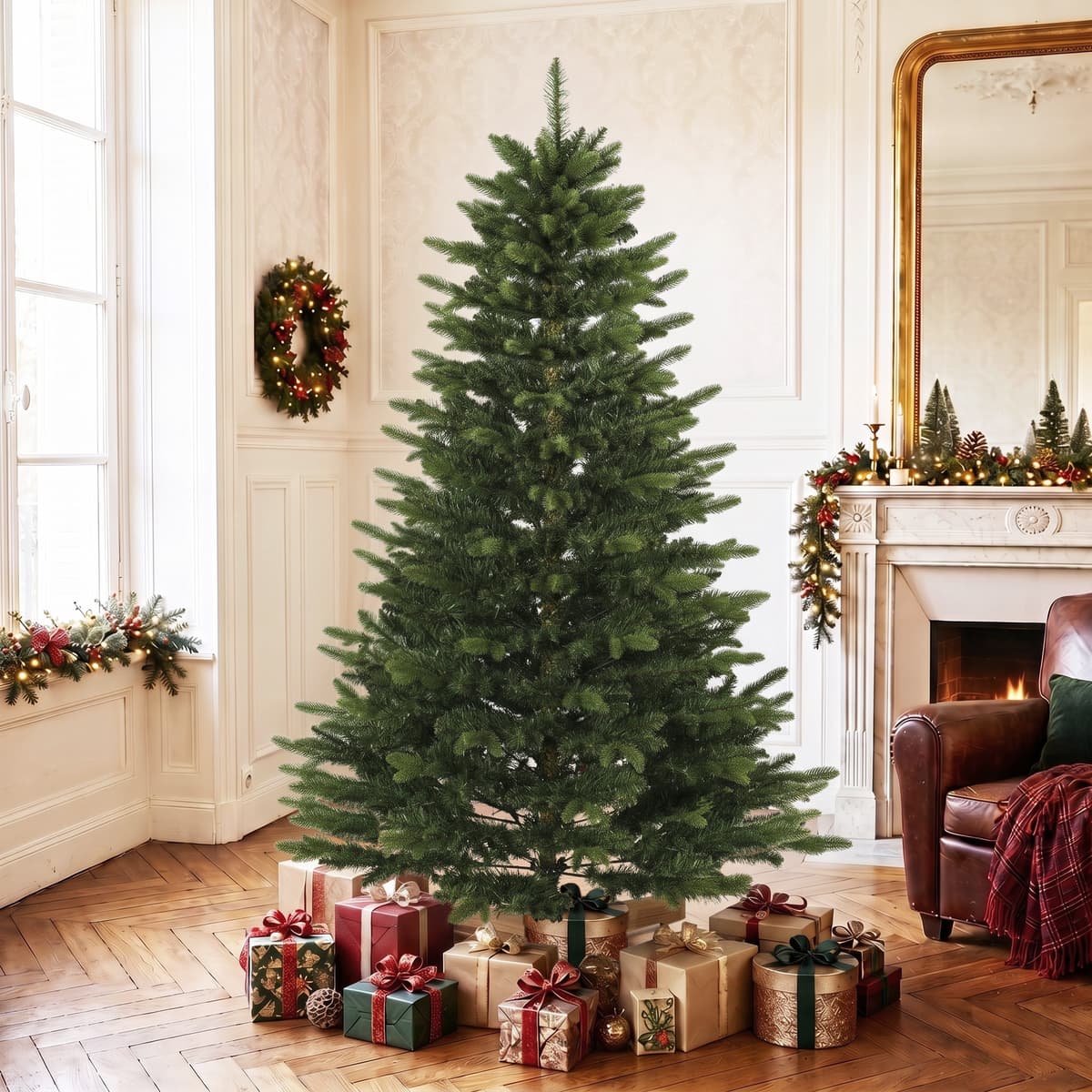Homcom Albero di Natale 180 cm abete Fraser con base in legno e 988 punte realistiche, verde   Aosom Italy