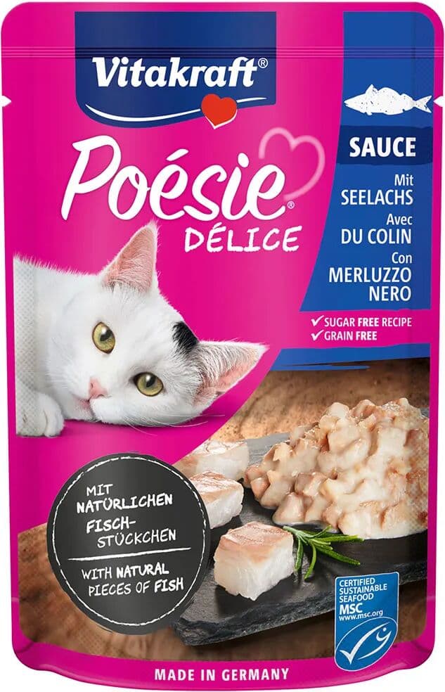 Vitakraft Poesie Delice Bolsita En Salsa Comida Para Gato Con Eglefino 85g 23 Unidades Multicolor One Size