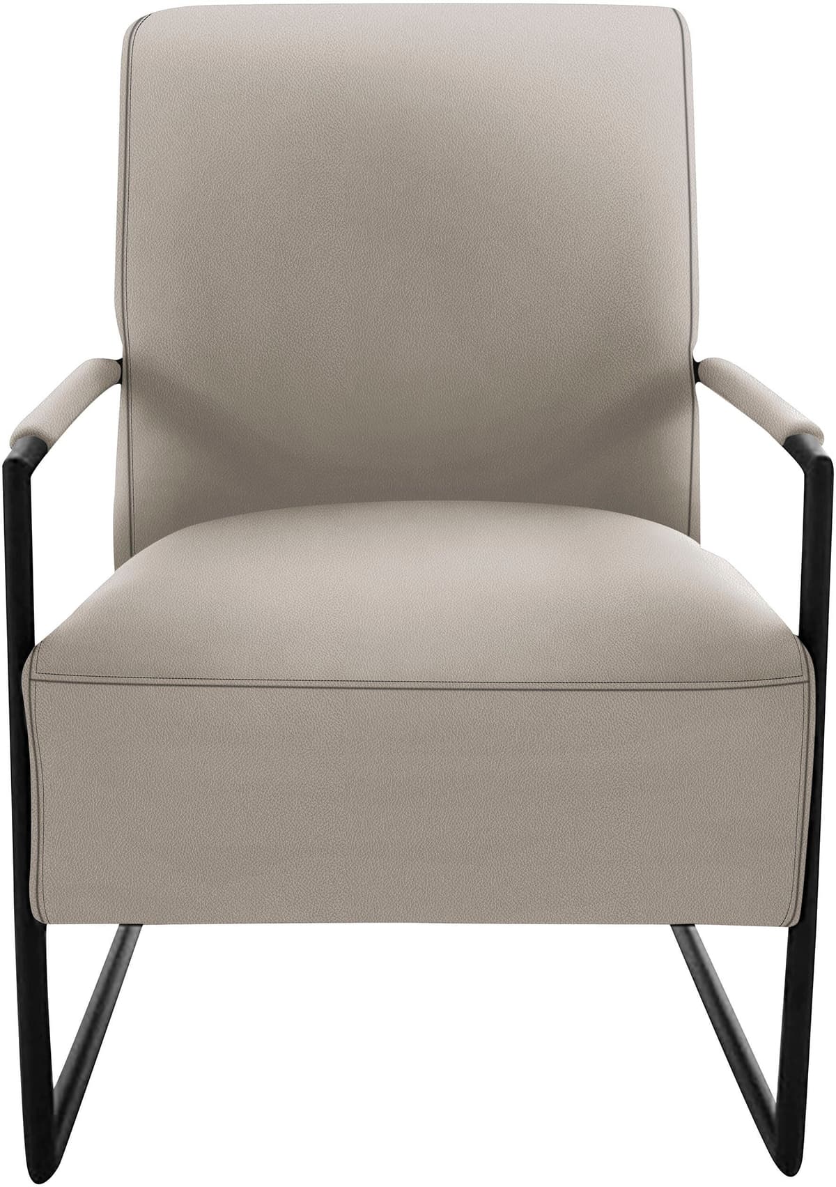 Cocktailsessel K+W KOMFORT & WOHNEN, grau (lightgrau), B:62cm H:77cm T:83cm, Sessel, Cocktailsessel, mit bezogenen Armlehnen, Gestell in Metall schwarz Struktur
