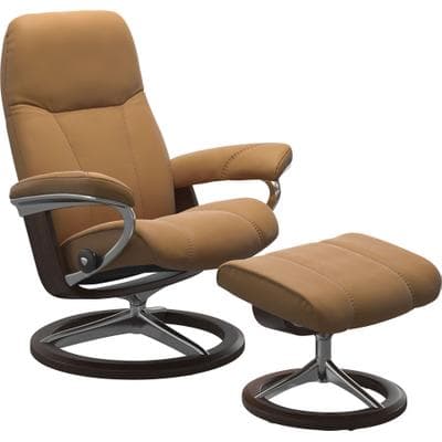 Relaxsessel STRESSLESS "Consul", braun (new caramel), B:91cm H:102cm T:79cm, Leder BATICK: BATICK ist ein leicht korrigiertes, durchgefärbtes und genarbtes Möbelleder, bei dem die meisten Unebenheiten und Spuren in der Regel entfernt wurden.;Leder...