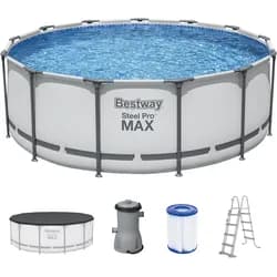 Steel Pro MAXTM Frame Pool Komplett-Set mit Filterpumpe Ø 396 x 122 cm, lichtgrau...