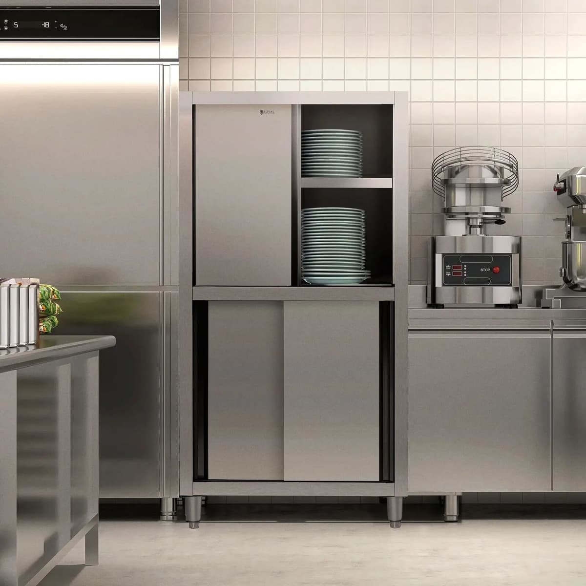 Kuchynská skriňa z ušľachtilej ocele - 1000 x 500 x 1800 mm - Royal Catering 10012594