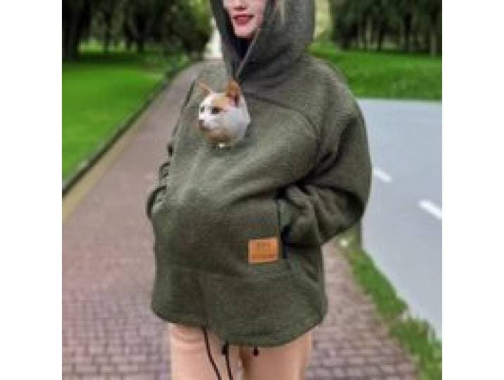 Dames Winter Capuchon Lam Fluweel Rits Kangoeroezak Kat Hond Mama Uitloper Sweatshirt Comfortabele Street Style Trendy Mode
