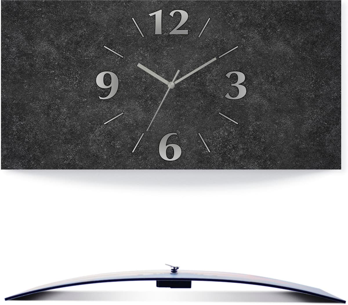 Wanduhr ARTLAND "Granit-Gestein-Anthrazit", schwarz, B:60cm H:30cm T:0,3cm, Wanduhren, Wanduhr, wahlweise mit Quarz- oder Funkuhrwerk, lautlos ohne Tickgeräusche schwarz B/H/T: 60cm x 30cm x 0,3cm, Funkuhr