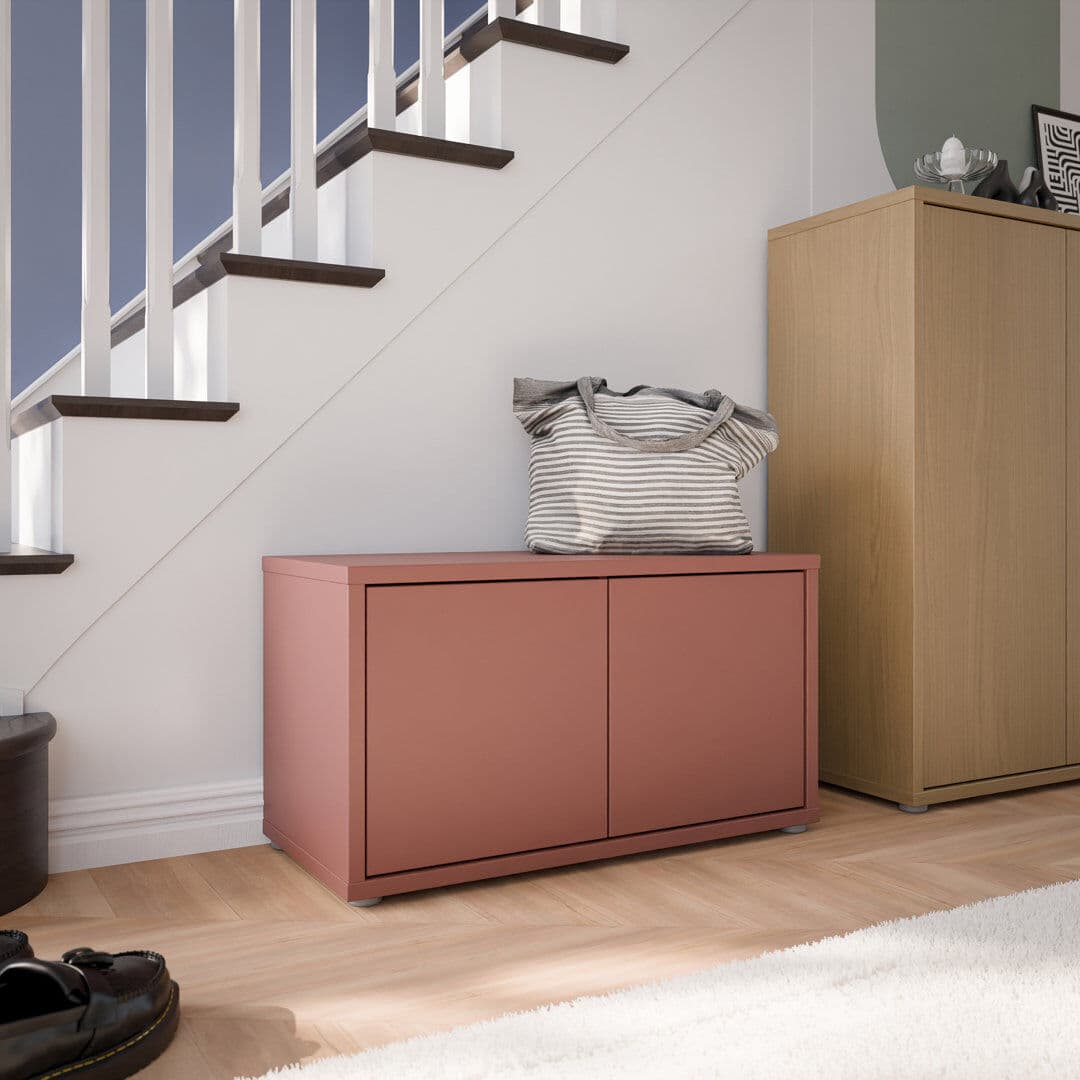 Brayden Studio Chadwic Modern, minimalistic storage bench with 2 doors, entryway bench, engineered, 74.5 cm W x 41.5 cm H x 34.9 cm D Brown 4