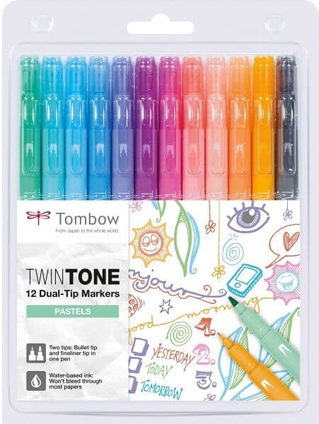 Tombow Twintone Markere   Pastel   12 Stk.