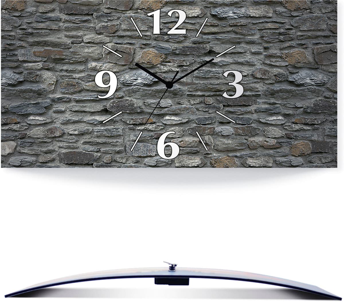 Wanduhr ARTLAND "Schiefermauer", grau, B:60cm H:30cm T:0,3cm, Wanduhren, Wanduhr, wahlweise mit Quarz- oder Funkuhrwerk, lautlos ohne Tickgeräusche grau B/H/T: 60cm x 30cm x 0,3cm, Quarzuhr
