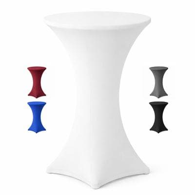 EXKLUSIV HEIMTEXTIL Stehtischhusse Stretch für Bistrotisch mit 4 Fußlaschen elastisch Ø 80-85x110-120 cm Weiß