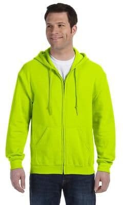 Gildan G186 Heavy Blend Full-Zip Hooded Sweatshirt in Safety Green size Medium   Fleece 18600, G18600