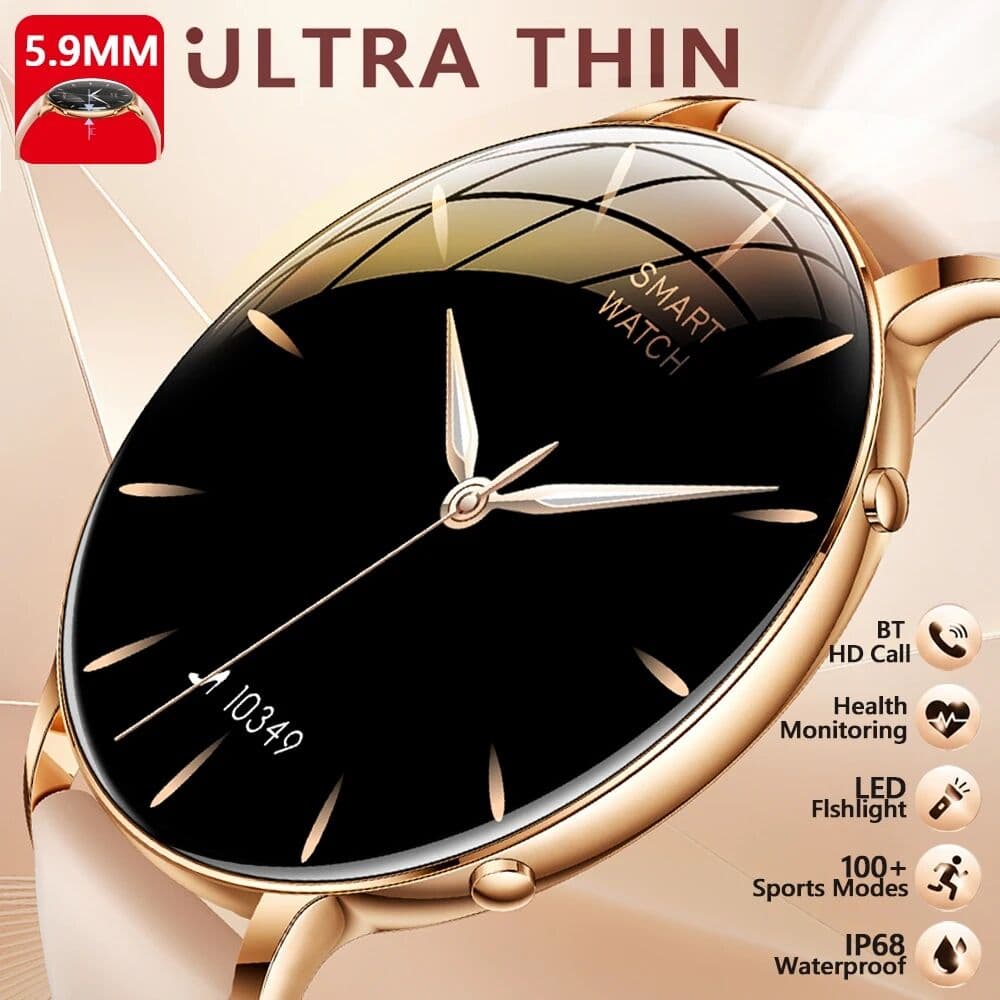 ChiBear Ultra-Thin AMOLED Smart Watch Women Always On Display LED Flashlight Fashion Bracelet BT Calling Health Monitoring Smartwatch