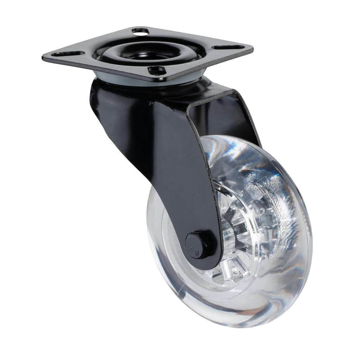 BS Rollen, Lenkrolle 75 mm, 50 kg, Kunststoffrad transparent, Gleitlager