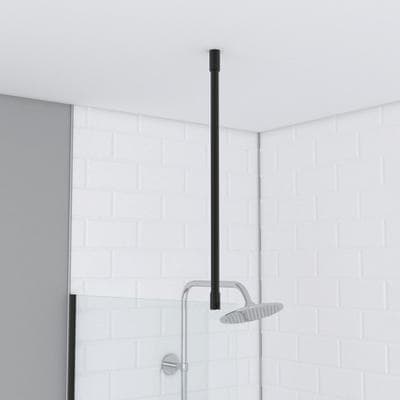 Duschwand-Stabilisationsstange MARWELL "Parma 2", schwarz, B:60cm H:4cm T:4cm, Aluminium, Befestigungen, gerade, 60 cm, für Deckenmontage, für Glasstärken von 6-8 mm