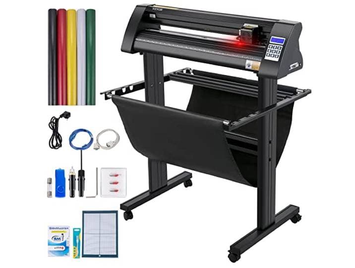 VEVOR Vinyl Cutter, 720mm Vinyl Plotter, LED Screen Plotter Cutter, Semi-Automatisch Ingebouwd Optisch Oog, Compatibel met SignMaster Software voor Windows-systeem met standaard, Zwart