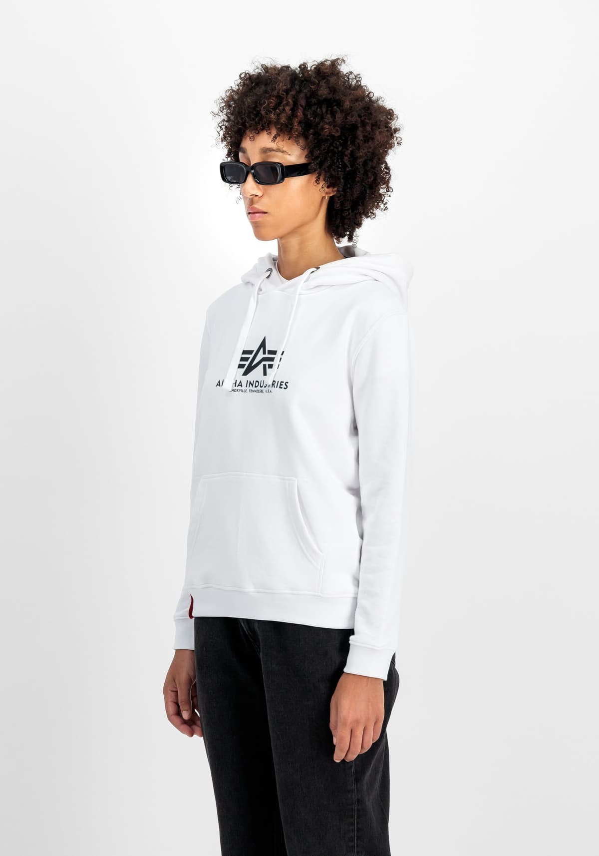 Hoodie ALPHA INDUSTRIES "New Basic Hoodie BL W", Damen, Gr. S, weiss (weiß), Obermaterial: 80% Baumwolle, 20% Polyester, regular fit, Sweatshirts Hoodie weiß S