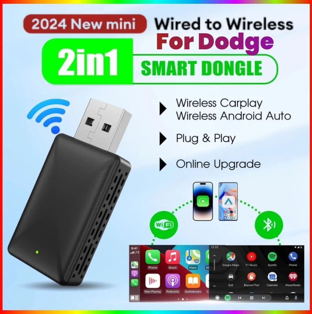 other 2024  LEXXSON 2in1 Wireless Android Auto Adapter Carplay Wireless For Dodge Ram 1500 2500 Charger Hornet Durang