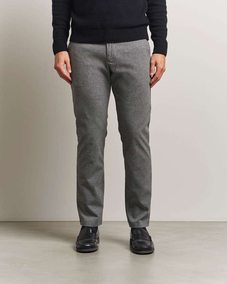 NN07 Theo Brushed Cotton Trousers Dark Grey men W31L32 Grå