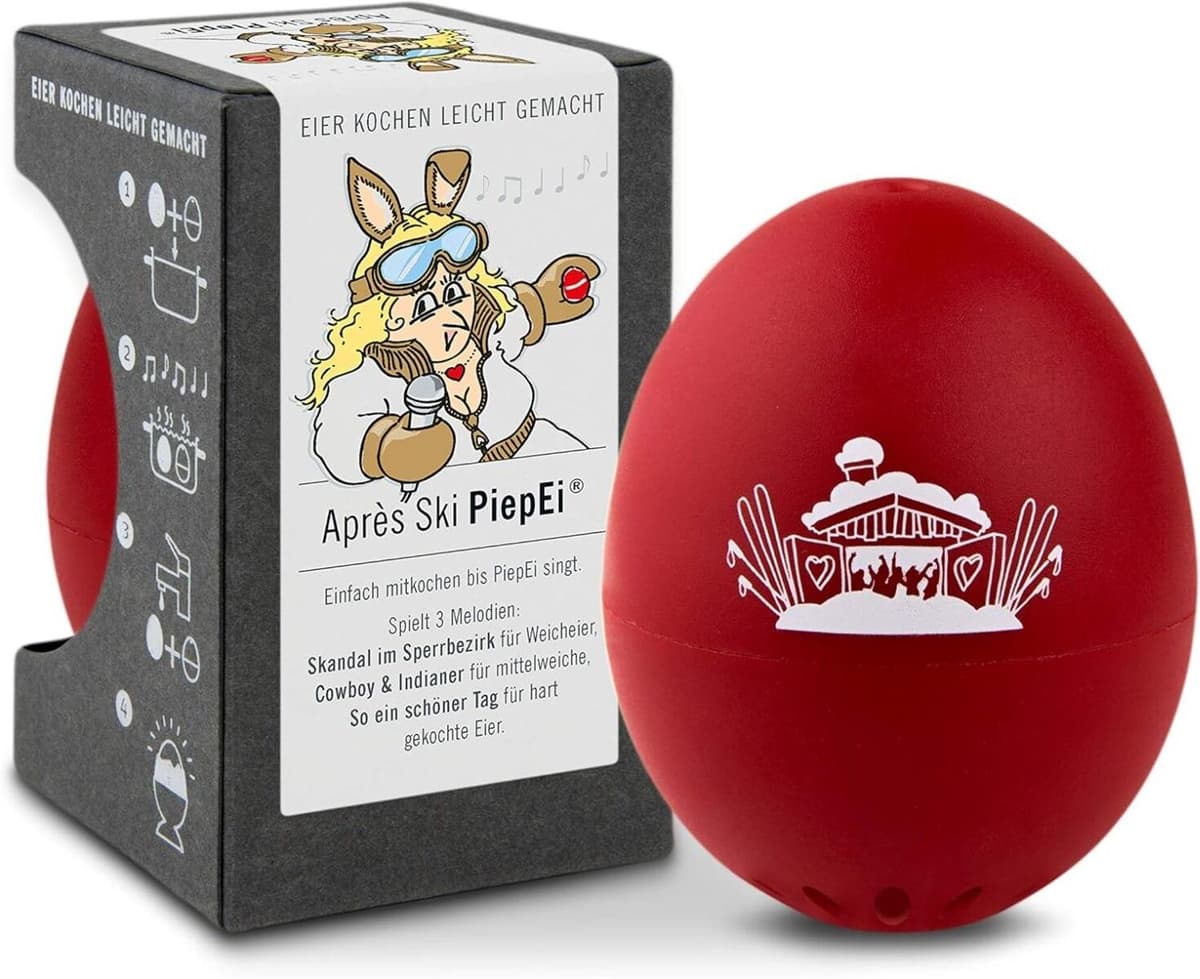Küchentimer "PiepEi Singende Eieruhr AprésSki", rot (weinrot, weiß), Wecker, Küchentimer weinrot, weiß Einheitsgröße