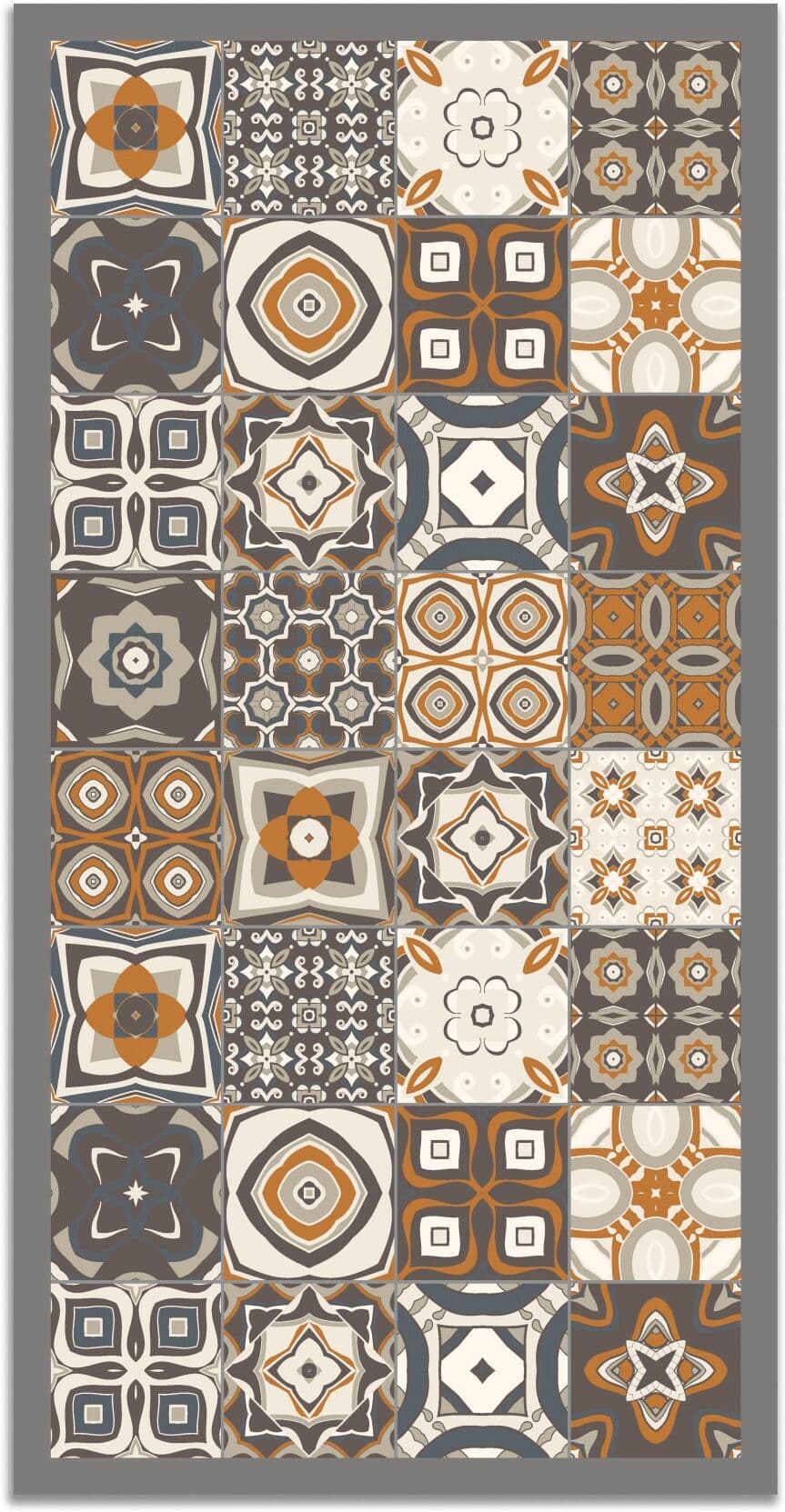 Home and Living Alfombra vinílica baldosa hidráulica naranja 200x250 cm