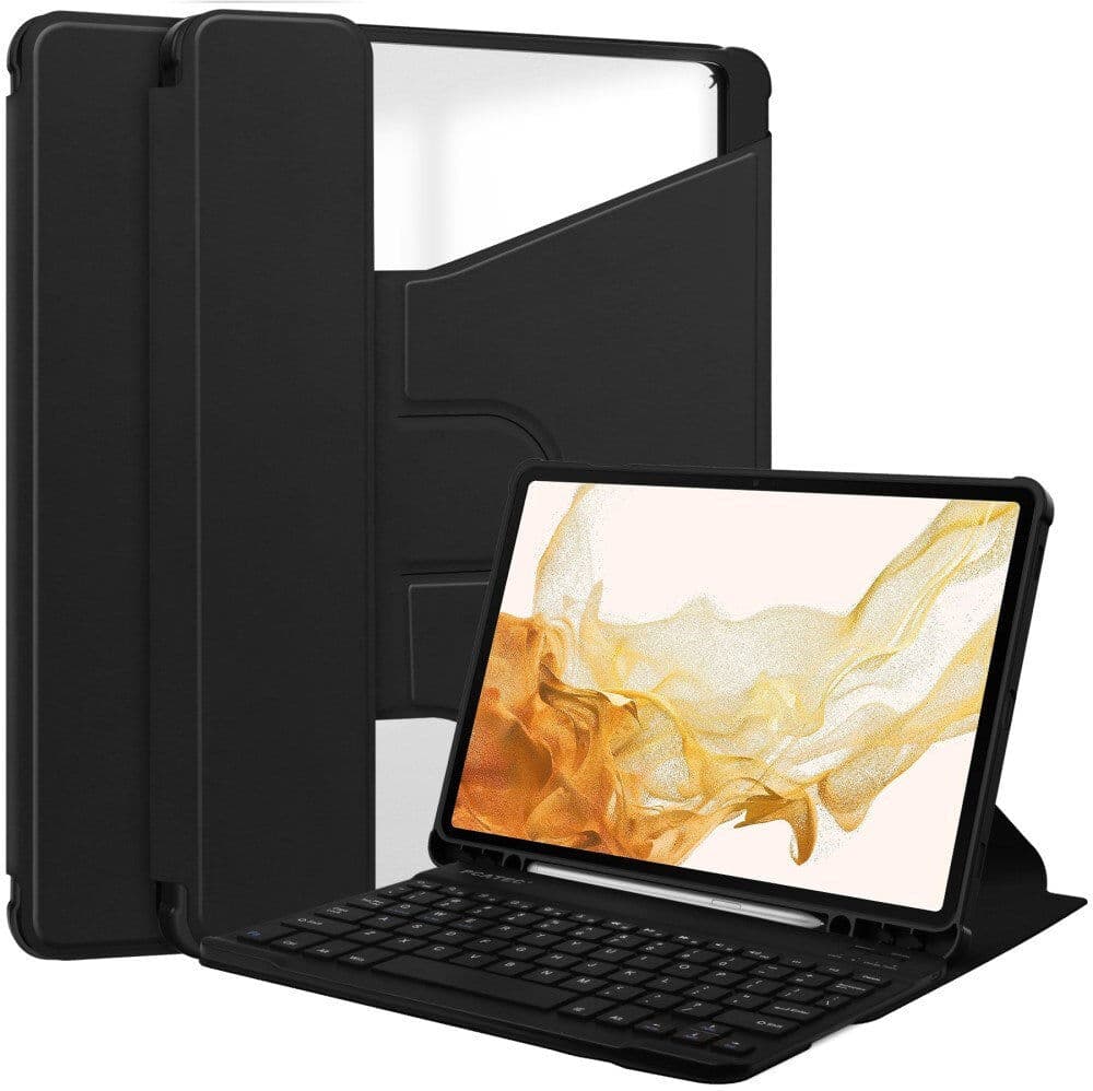 EIDERWOOD Samsung Galaxy Tab S10 Plus Vegansk Læder Cover m. Roterende Ståfunktion - Sort
