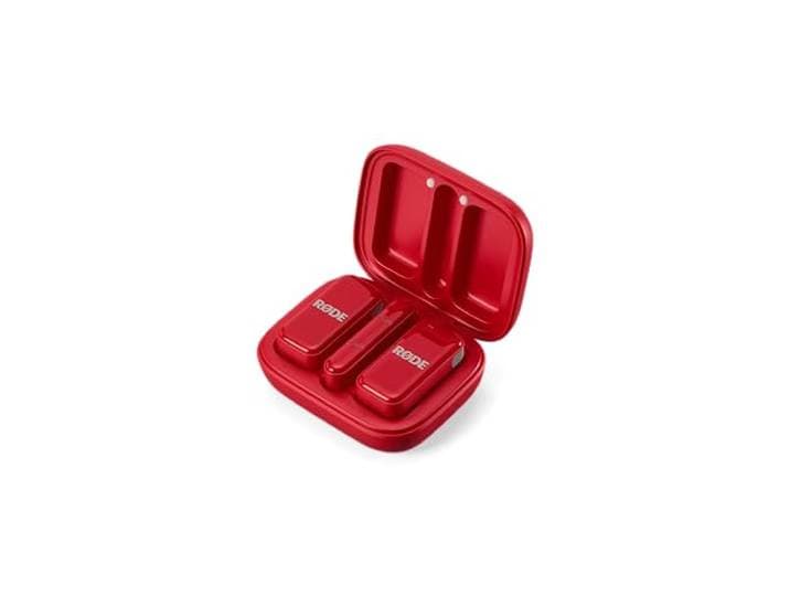 RØDE Wireless Micro - Compact draadloze microfoon, twee microfoons met oplaadcase voor smartphone-inhoudcreatie - USB-C, rood