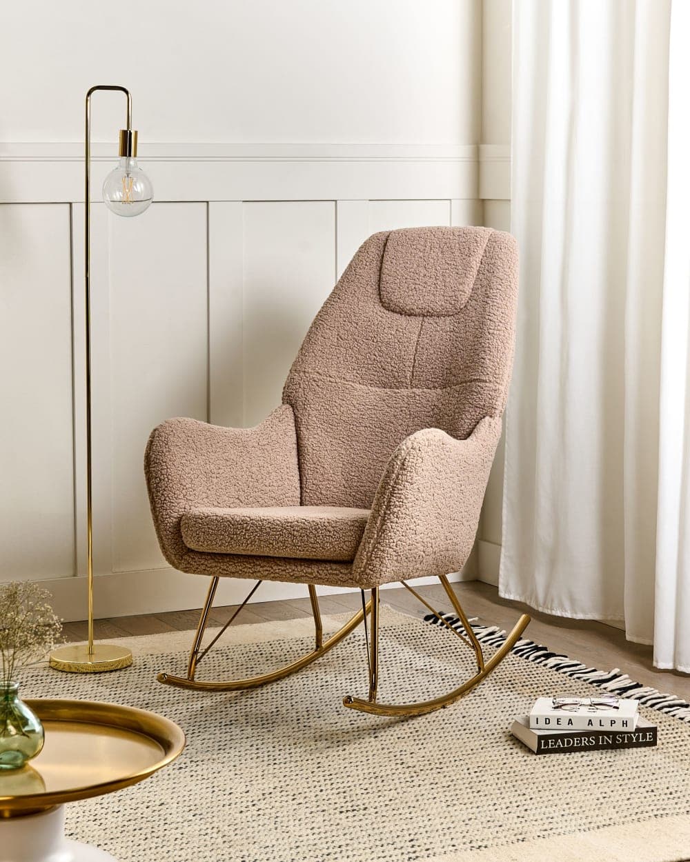 Beliani Mecedora  bouclé beige