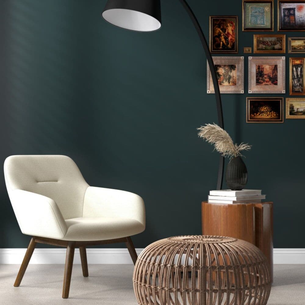 Moloo Sillón de madera patinada nogal y tejido trendy beige