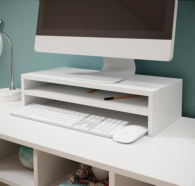 MB Muebles Bonitos Soporte para monitor Adelis XXL en color blanco brillo 53x13cm